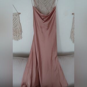 Mumu’s rose gold midi bridesmaid dress